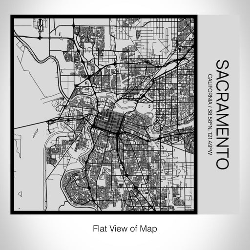 Rendered View of Sacramento California Map on 17oz Stainless Steel Insulated Tumbler in Tactile Lines with Succulent in Background