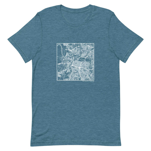 Sacramento California  Map Unisex T-Shirt with City inscription in Heather Teal