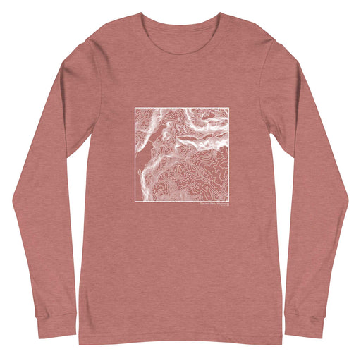 Sacred Rim Wyoming Topographic  Map Unisex Long-Sleeve T-shirt with City inscription in Heather Mauve