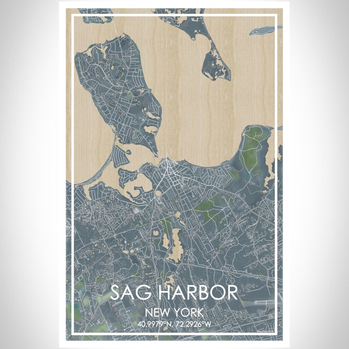 Sag Harbor New York Map Print Portrait Orientation in Afternoon Style With Shaded Background
