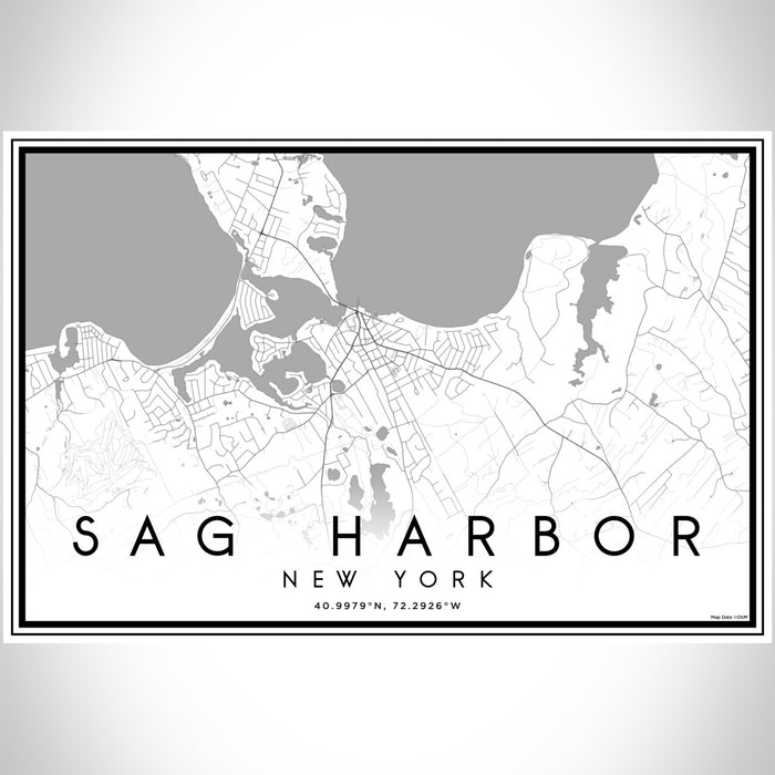 Sag Harbor New York Map Print Landscape Orientation in Classic Style With Shaded Background