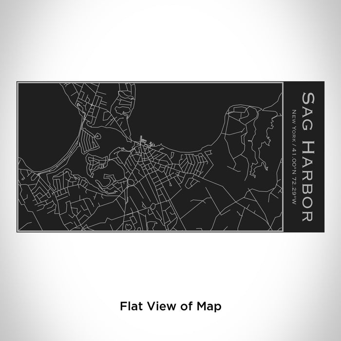 Rendered View of Sag Harbor New York Map Engraving on 17oz Stainless Steel Insulated Cola Bottle in Black