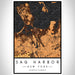 Sag Harbor New York Map Print Portrait Orientation in Ember Style With Shaded Background