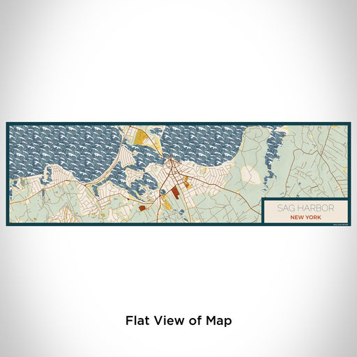 Flat View of Map Custom Sag Harbor New York Map Enamel Mug in Woodblock
