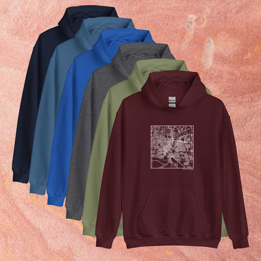 Saginaw Michigan  Map Unisex Hoodie Sweaters in Multiple Colors