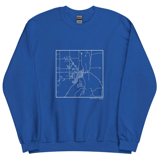 Saint Johns Arizona  Map Unisex Crewneck Sweater with City inscription in Royal Blue