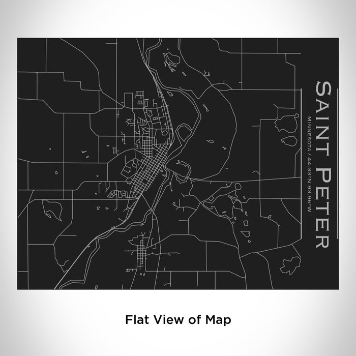 Rendered View of Saint Peter Minnesota Map Engraving on 20oz Stainless Steel Insulated Bottle with Bamboo Top in Black
