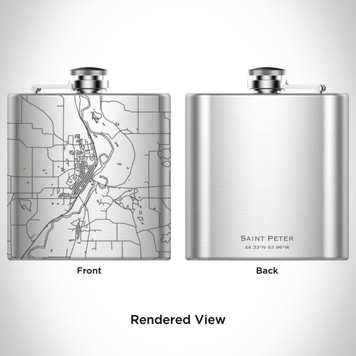 Rendered View of Saint Peter Minnesota Map Engraving on 6oz Stainless Steel Flask