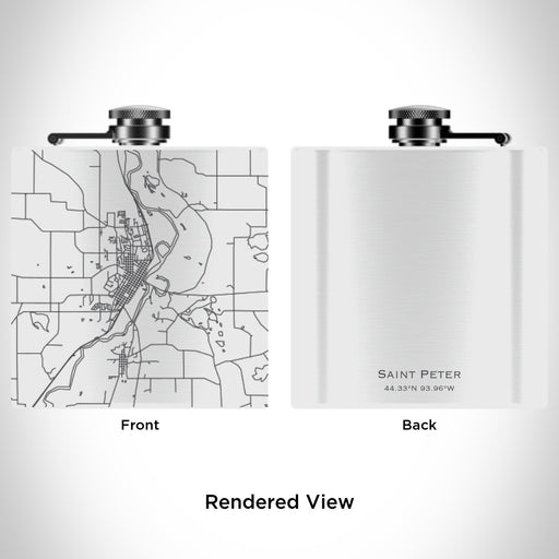 Rendered View of Saint Peter Minnesota Map Engraving on 6oz Stainless Steel Flask in White