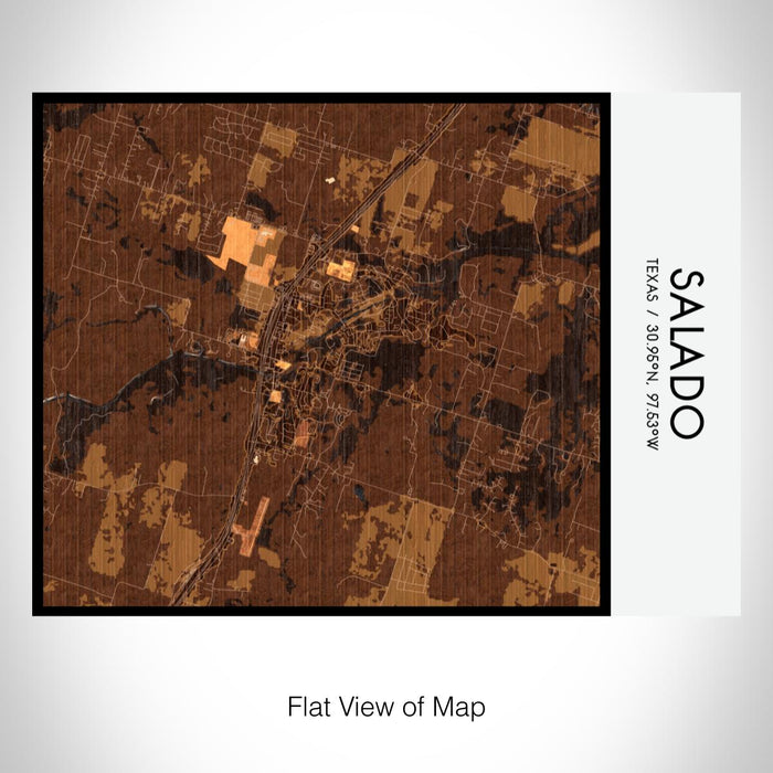 Rendered View of Salado Texas Map on 20oz Stainless Steel Insulated Bottle with Bamboo Top with printed ember style map