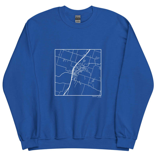Salado Texas  Map Unisex Crewneck Sweater with City inscription in Royal Blue