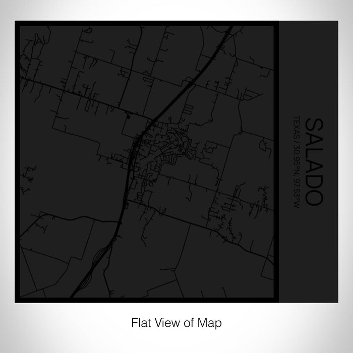 Rendered View of Salado Texas Map on 17oz Stainless Steel Insulated Tumbler in Matte Black with Tactile Lines