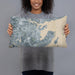 Person holding 20x12 Custom Salem Massachusetts Map Throw Pillow in Afternoon