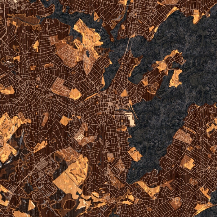 Salem Massachusetts Map Print in Ember Style Zoomed In Close Up Showing Details