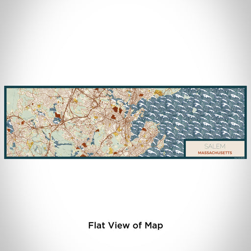 Flat View of Map Custom Salem Massachusetts Map Enamel Mug in Woodblock