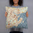 Person holding 18x18 Custom Salem Massachusetts Map Throw Pillow in Woodblock