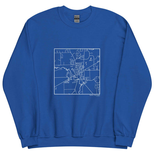 Saline Michigan  Map Unisex Crewneck Sweater with City inscription in Royal Blue