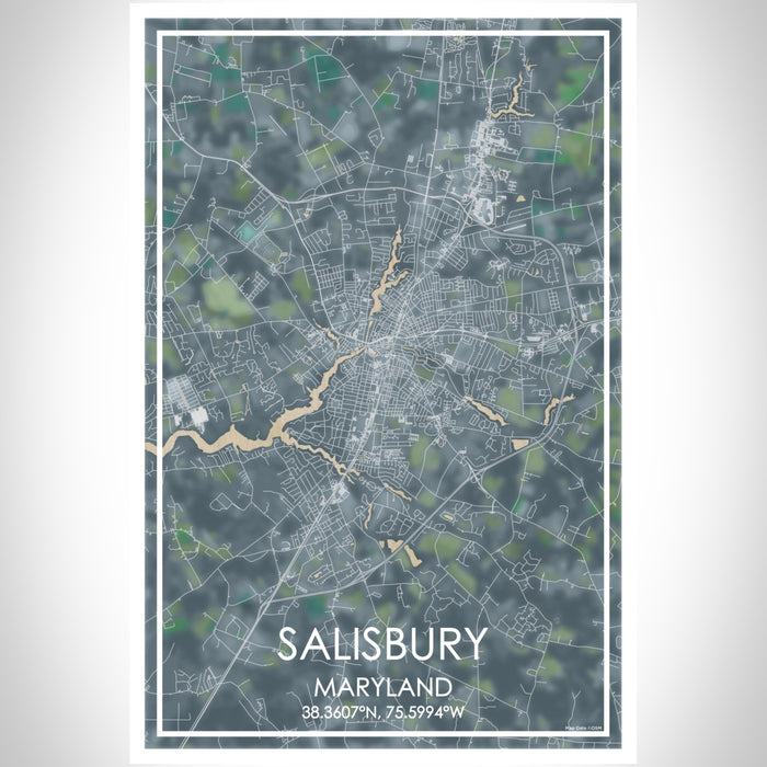Salisbury Maryland Map Print Portrait Orientation in Afternoon Style With Shaded Background