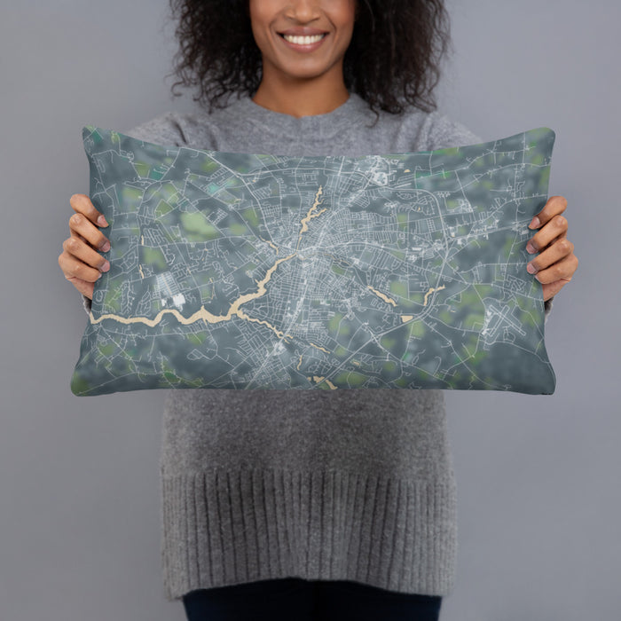 Person holding 20x12 Custom Salisbury Maryland Map Throw Pillow in Afternoon