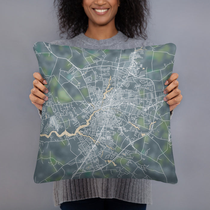 Person holding 18x18 Custom Salisbury Maryland Map Throw Pillow in Afternoon