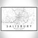 Salisbury Maryland Map Print Landscape Orientation in Classic Style With Shaded Background