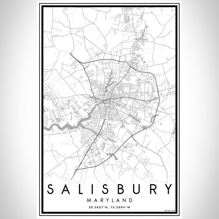 Salisbury Maryland Map Print Portrait Orientation in Classic Style With Shaded Background