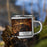 Right View Custom Salisbury Maryland Map Enamel Mug in Ember on Grass With Trees in Background