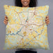 Person holding 22x22 Custom Salisbury Maryland Map Throw Pillow in Woodblock