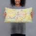 Person holding 20x12 Custom Salisbury Maryland Map Throw Pillow in Woodblock