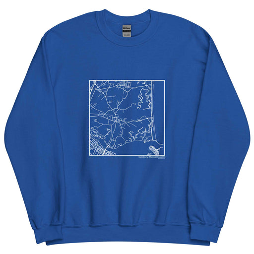Salisbury Massachusetts  Map Unisex Crewneck Sweater with City inscription in Royal Blue