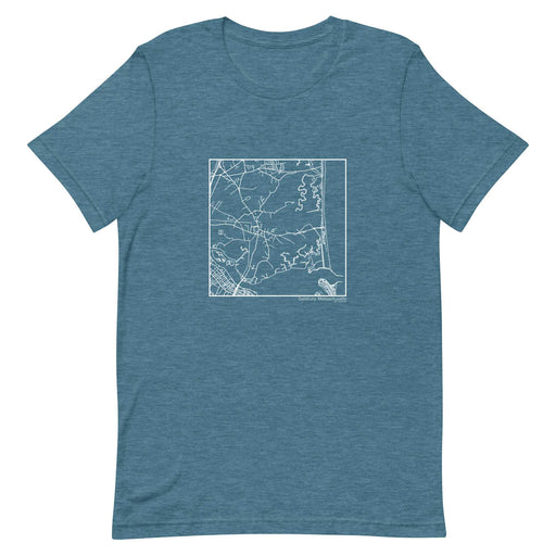 Salisbury Massachusetts  Map Unisex T-Shirt with City inscription in Heather Teal