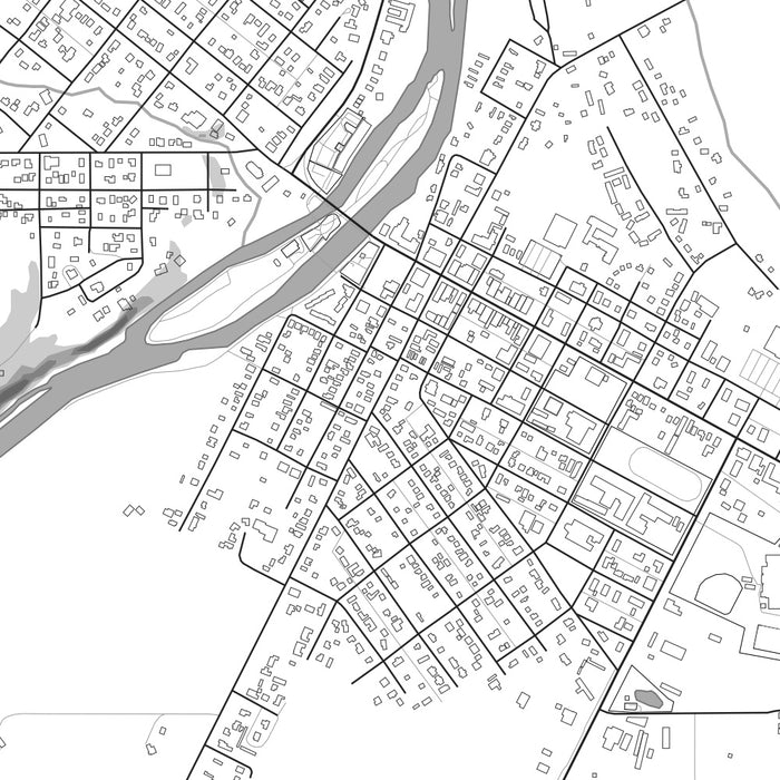 Salmon Idaho Map Print in Classic Style Zoomed In Close Up Showing Details