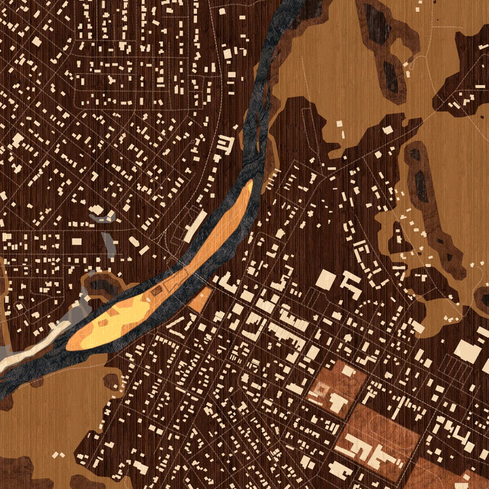 Salmon Idaho Map Print in Ember Style Zoomed In Close Up Showing Details