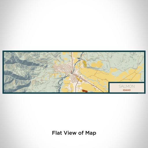 Flat View of Map Custom Salmon Idaho Map Enamel Mug in Woodblock