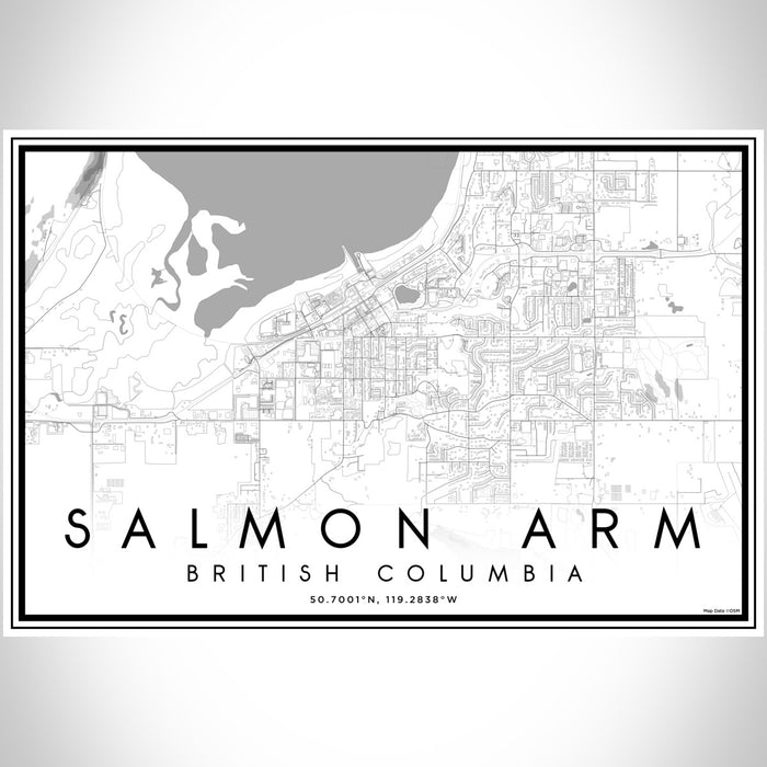 Salmon Arm British Columbia Map Print Landscape Orientation in Classic Style With Shaded Background