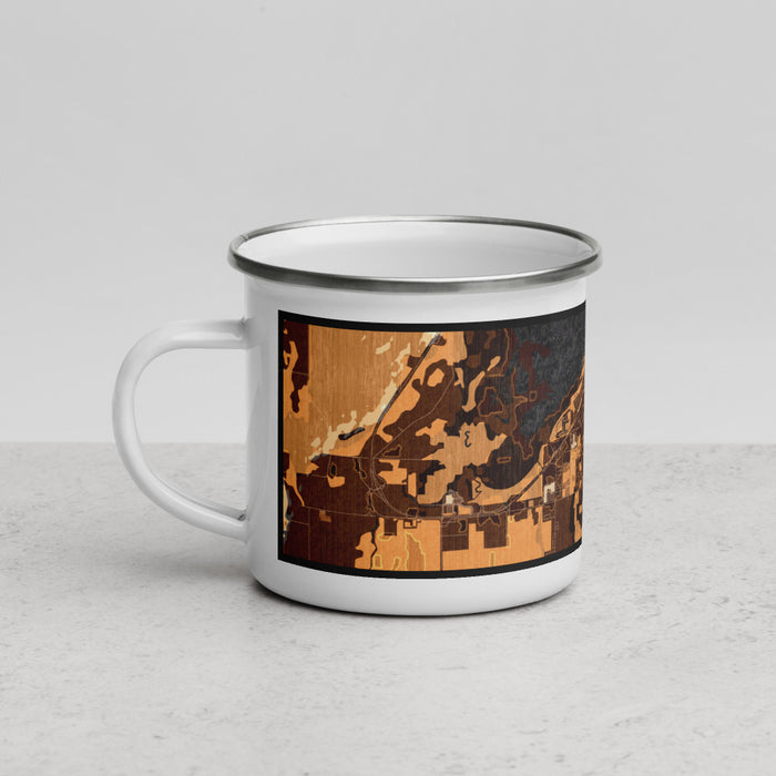 Left View Custom Salmon Arm British Columbia Map Enamel Mug in Ember