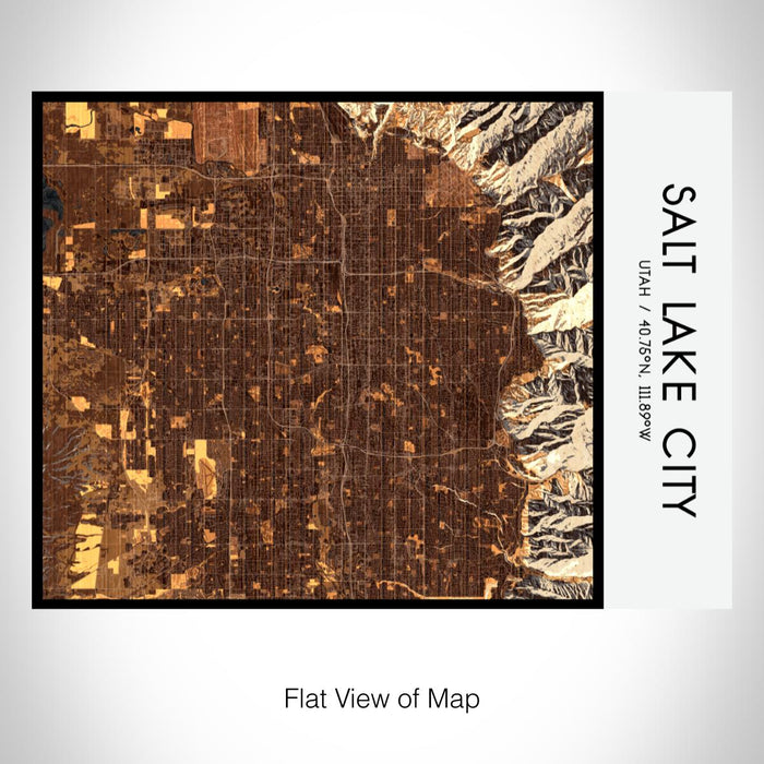 Rendered View of Salt Lake City Utah Map on 20oz Stainless Steel Insulated Bottle with Bamboo Top with printed ember style map