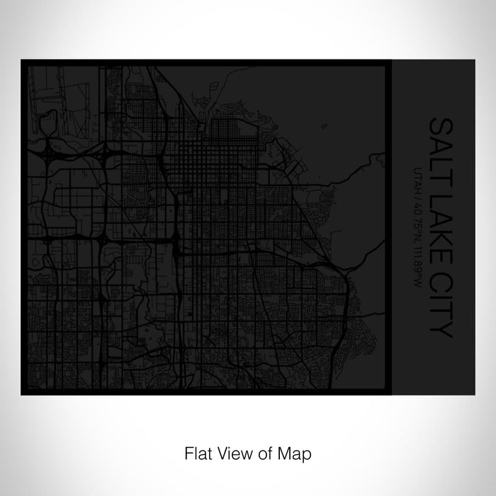 Rendered View of Salt Lake City Utah Map on 20oz Stainless Steel Insulated Bottle with Bamboo Top in Matte Black with printed Tactile Lines Map in Black