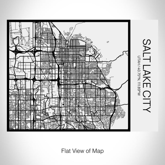 Rendered View of Salt Lake City Utah Map on 20oz Stainless Steel Insulated Bottle with Bamboo Top in Matte White with printed Tactile Lines Map in Black