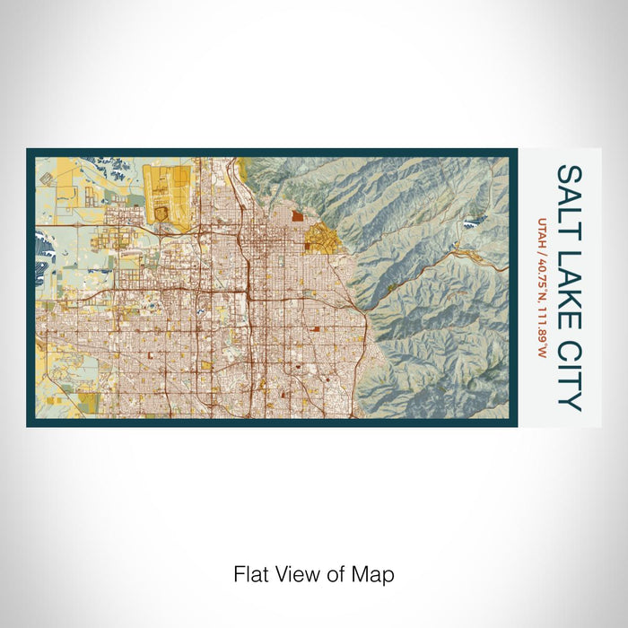 Rendered View of Salt Lake City Utah Map on 17oz Stainless Steel Insulated Bottle with printed woodblock style map