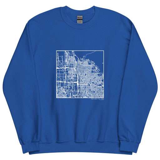 Salt Lake City Utah  Map Unisex Crewneck Sweater with City inscription in Royal Blue