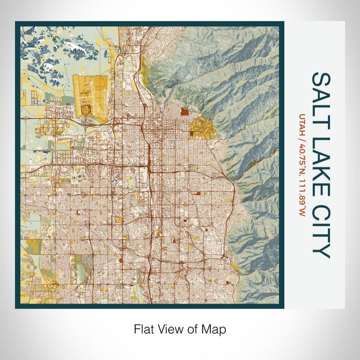 Rendered View of Salt Lake City Utah Map on 17oz Stainless Steel Insulated Tumbler in Woodblock Map Style