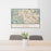 24x36 San Anselmo California Map Print Lanscape Orientation in Woodblock Style Behind 2 Chairs Table and Potted Plant