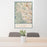 24x36 San Anselmo California Map Print Portrait Orientation in Woodblock Style Behind 2 Chairs Table and Potted Plant