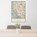 24x36 San Anselmo California Map Print Portrait Orientation in Woodblock Style Behind 2 Chairs Table and Potted Plant