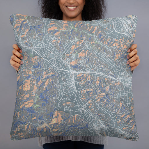 Person holding 22x22 Custom San Anselmo California Map Throw Pillow in Afternoon
