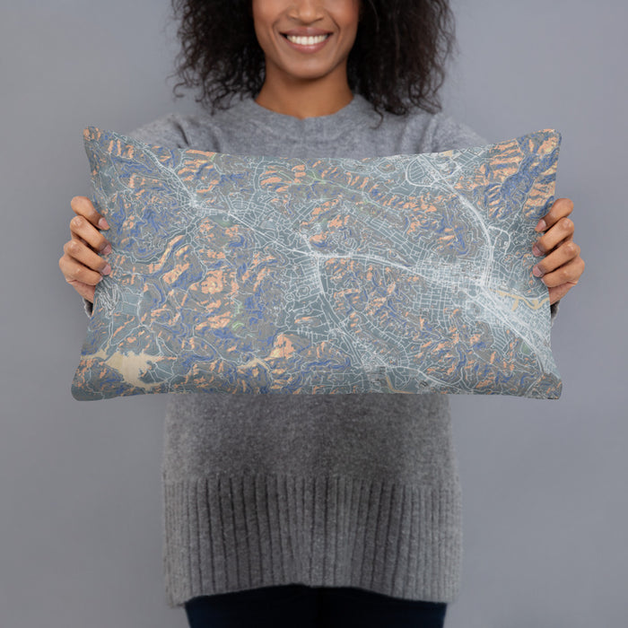 Person holding 20x12 Custom San Anselmo California Map Throw Pillow in Afternoon