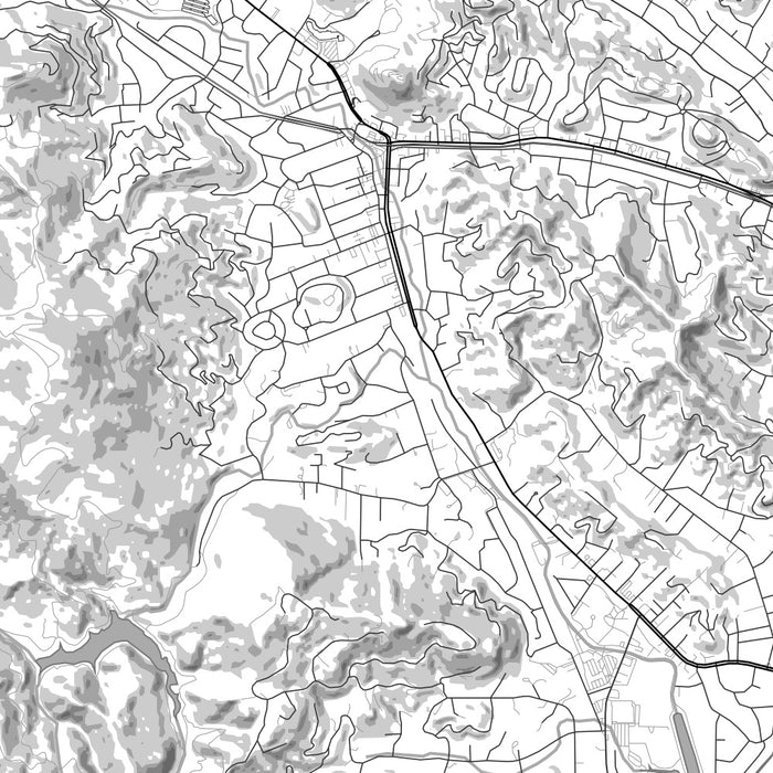 San Anselmo California Map Print in Classic Style Zoomed In Close Up Showing Details