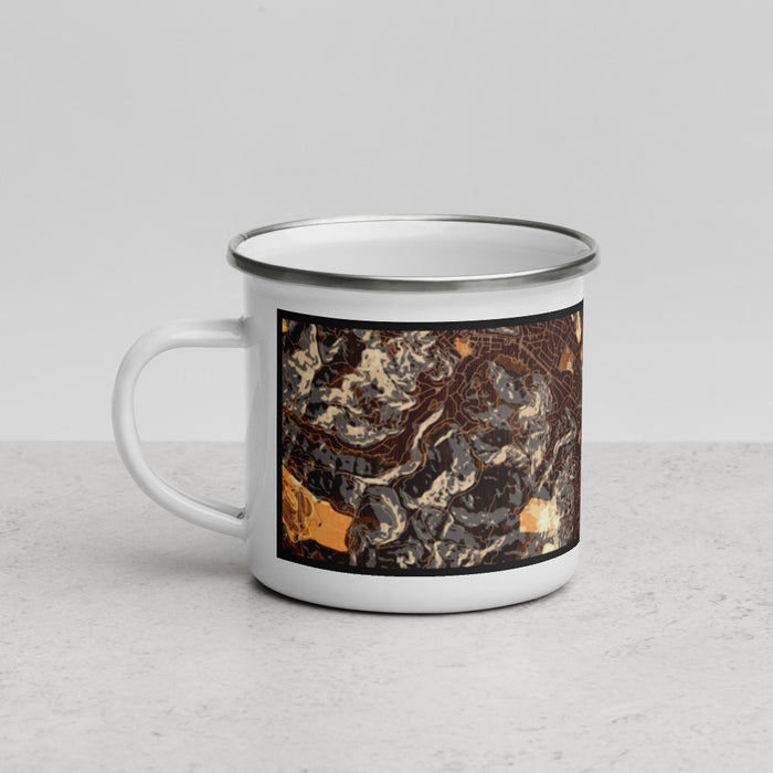 Left View Custom San Anselmo California Map Enamel Mug in Ember