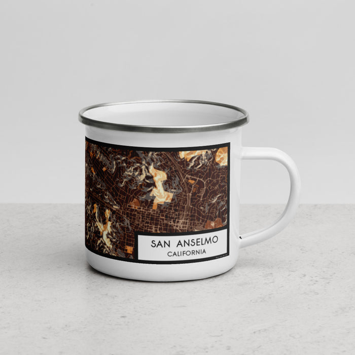 Right View Custom San Anselmo California Map Enamel Mug in Ember